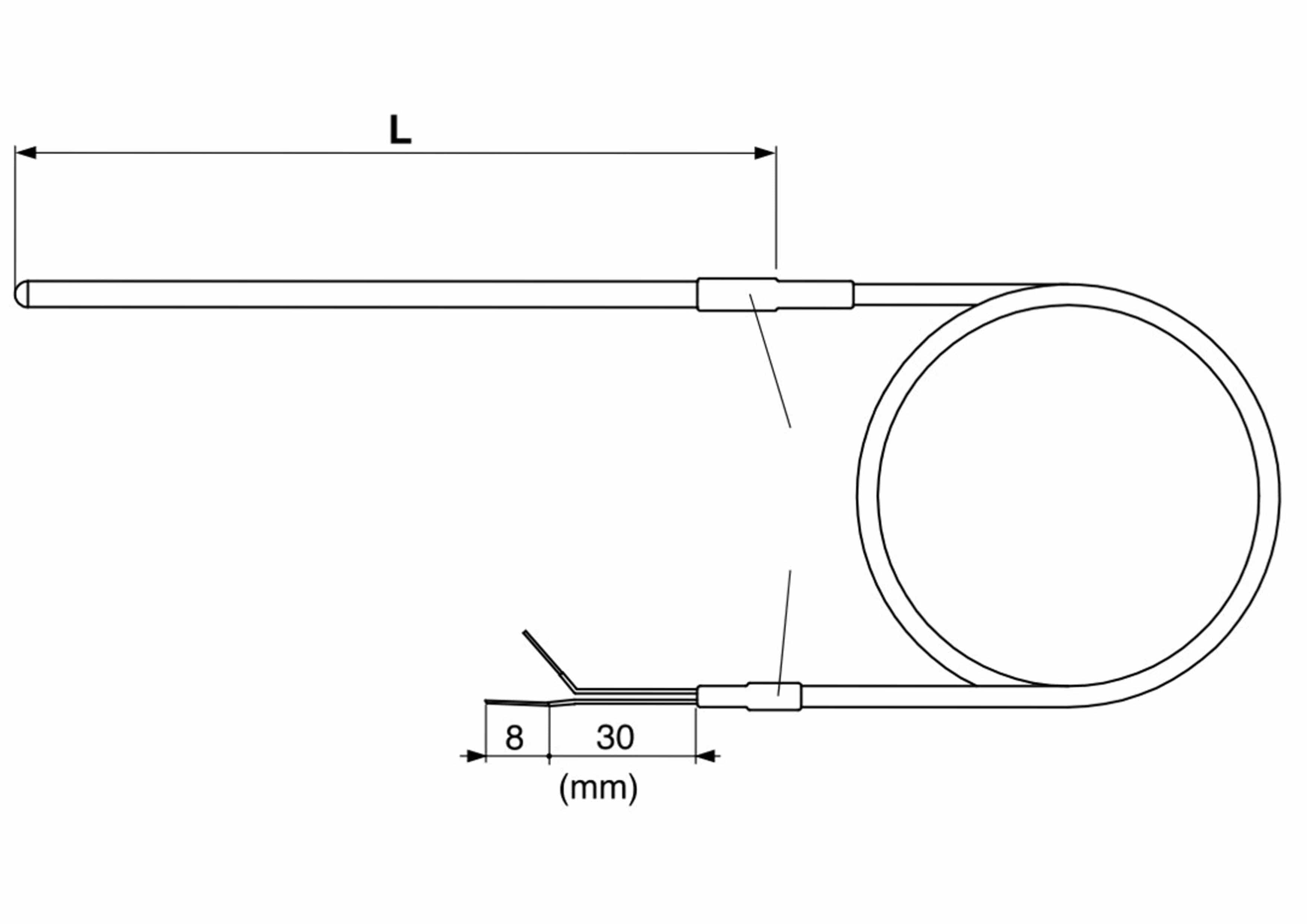 Plan de la sonde TC E2 chemisé déformable